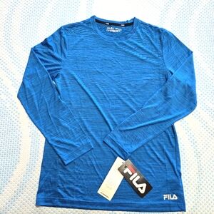 Fila The Essentials Men's Blue Long Sleeve Athletic Lightweight Shirt Size Small
